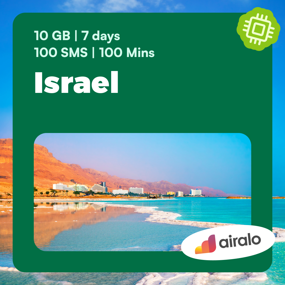 Israel travel eSIM | 10 GB, 100 mins of local calls, 100 SMS valid for 7 days