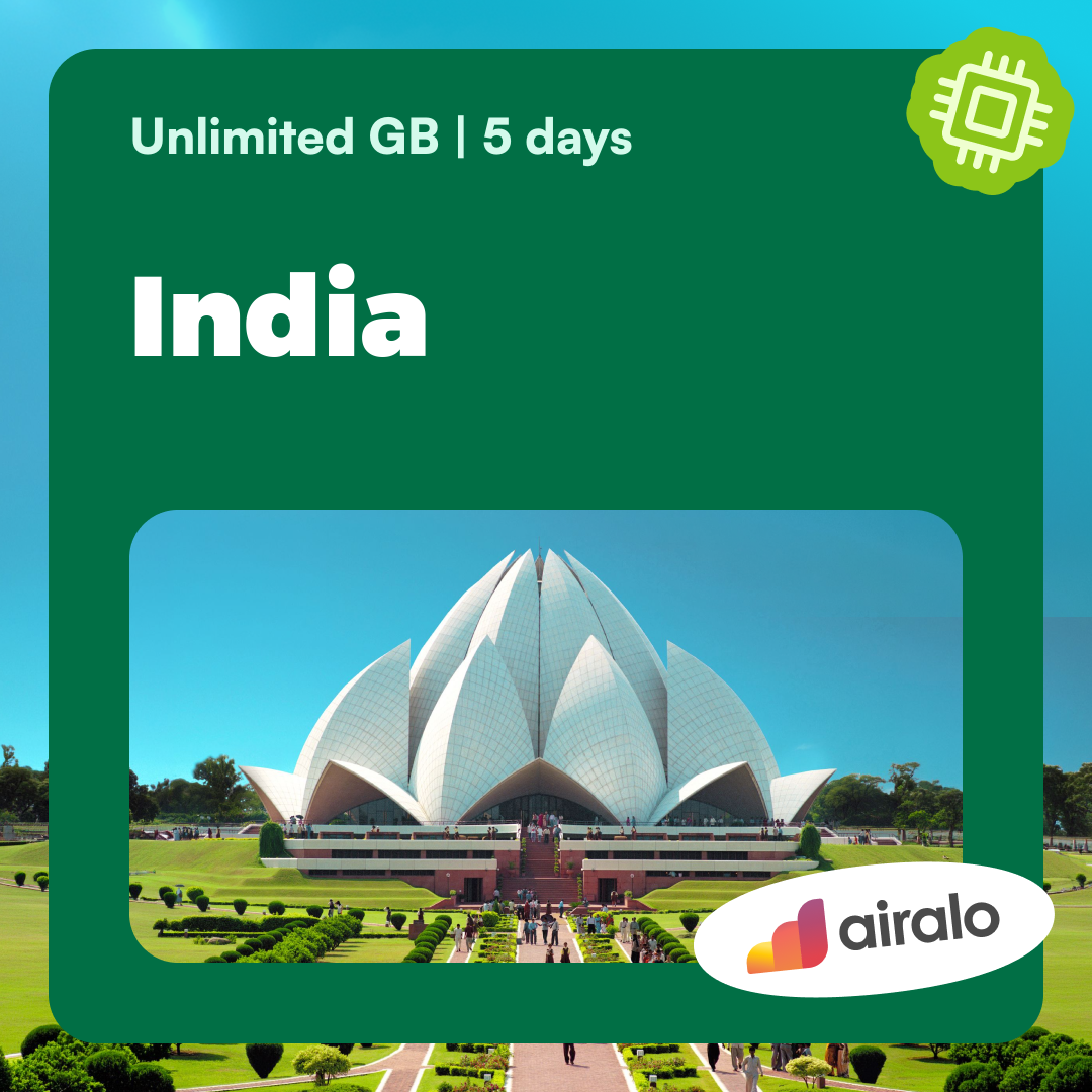 Unlimited GB India travel eSIM valid for 5 days