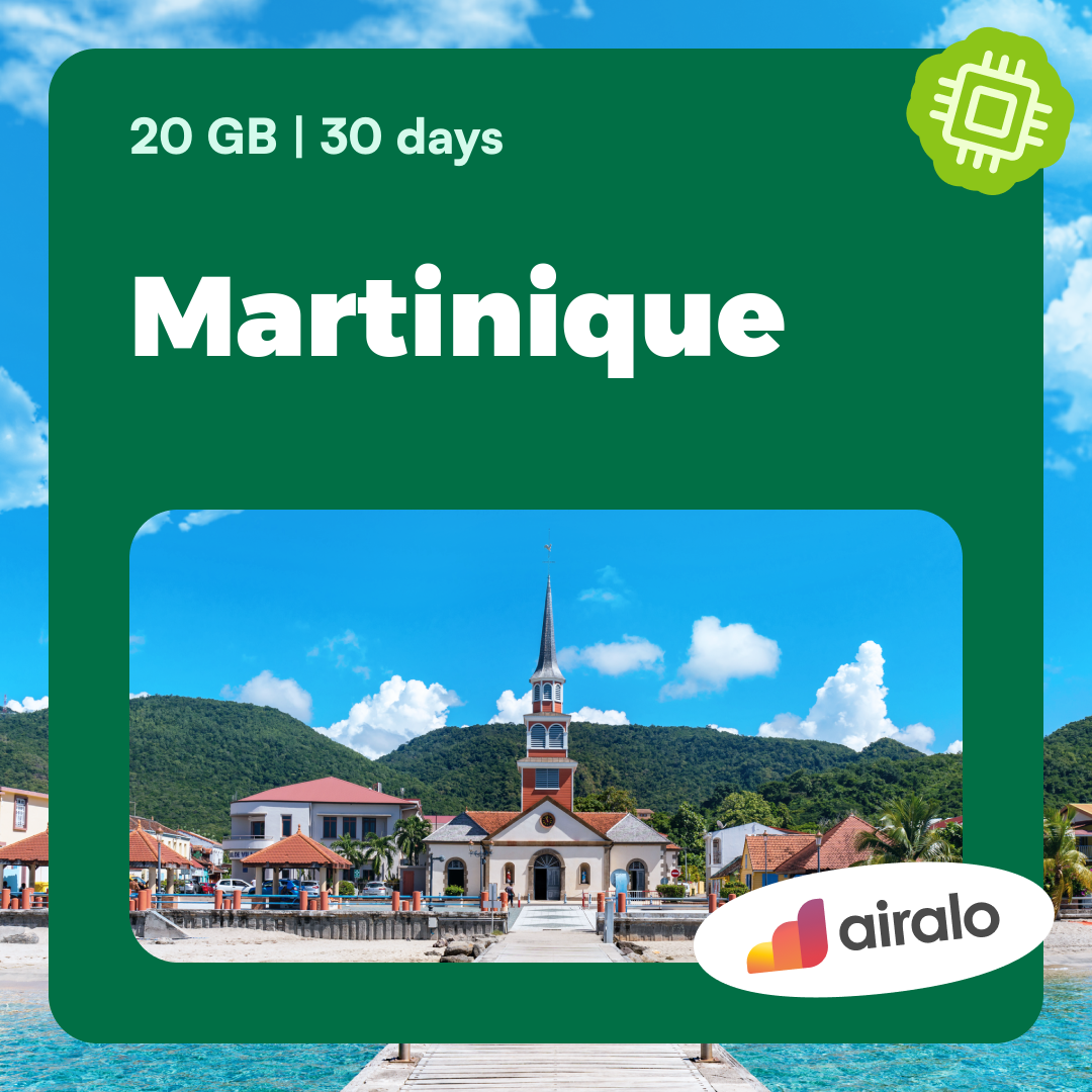 20 GB Martinique travel eSIM valid for 30 days