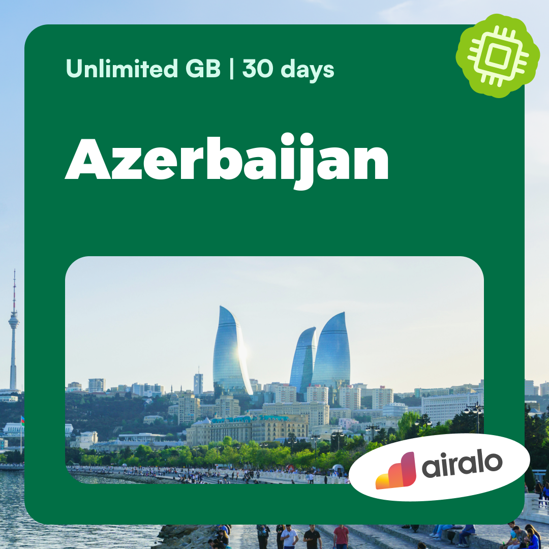 Unlimited GB Azerbaijan travel eSIM valid for 30 days