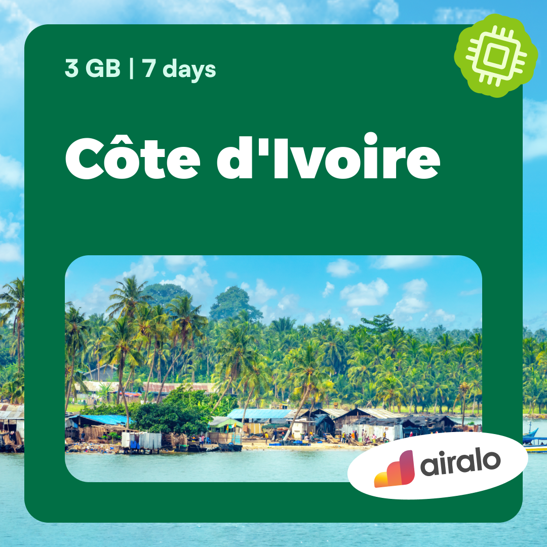 3 GB Côte d'Ivoire travel eSIM valid for 7 days