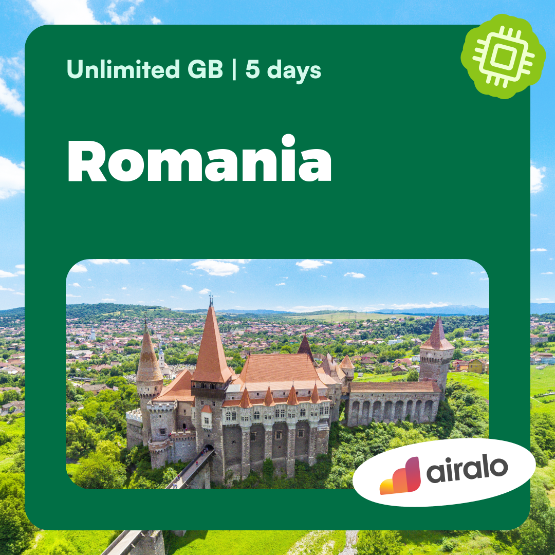 Unlimited GB Romania travel eSIM valid for 5 days
