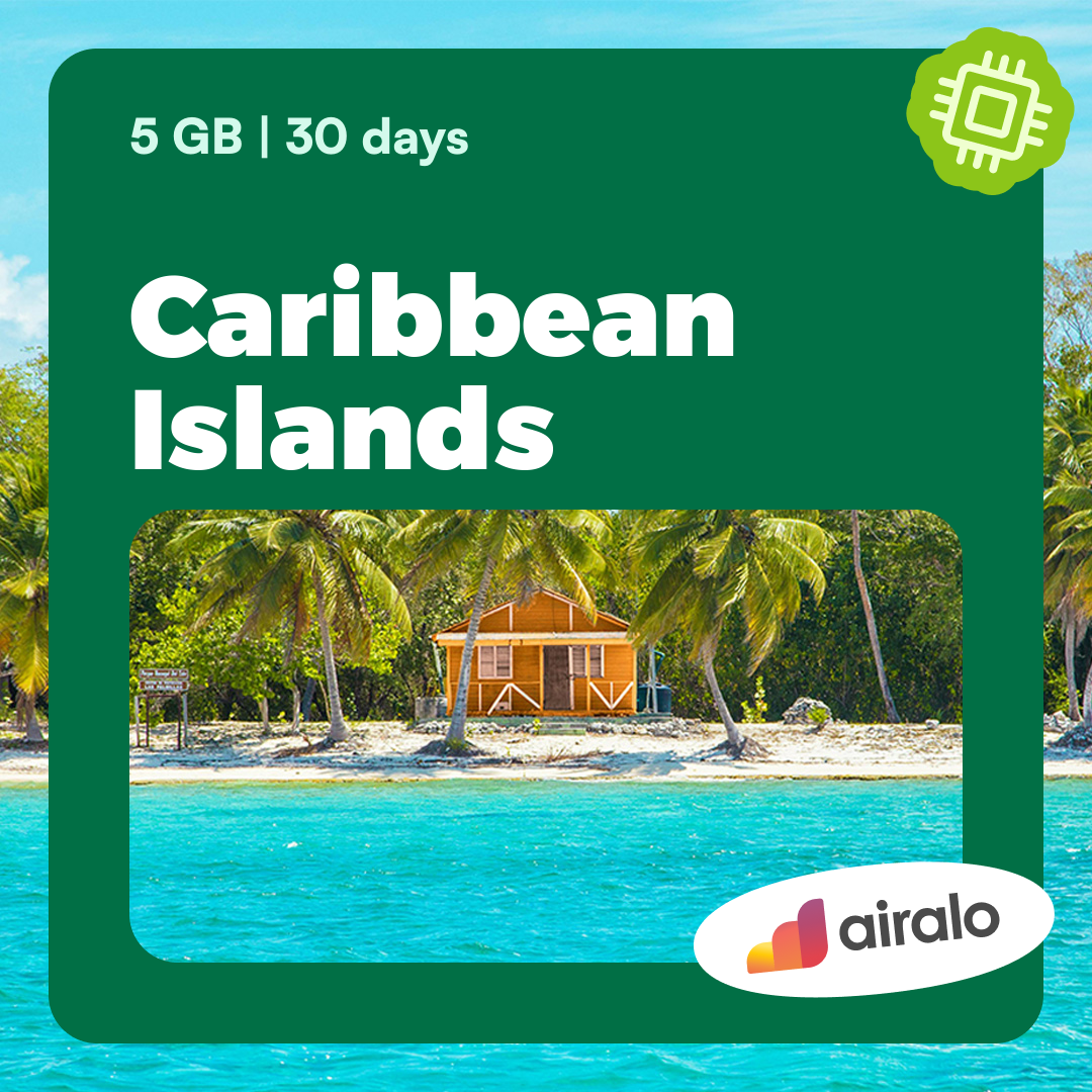 5 GB Caribbean Islands travel eSIM valid for 30 days in 26 countries
