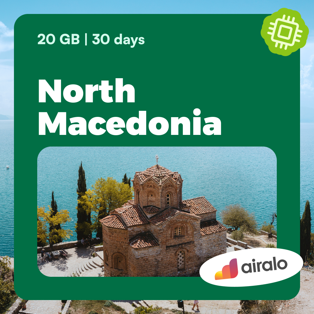 20 GB North Macedonia travel eSIM valid for 30 days