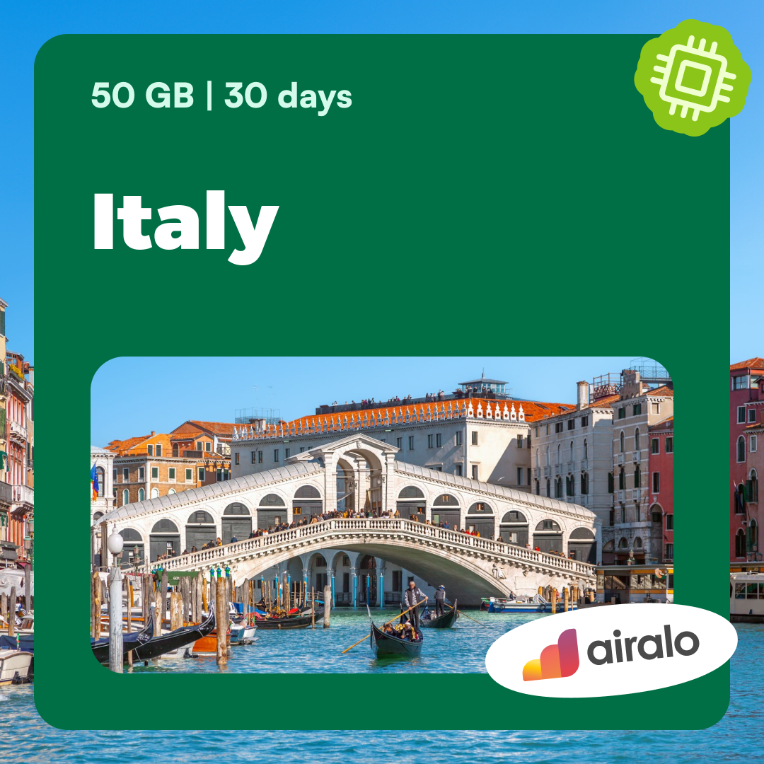50 GB Italy travel eSIM valid for 30 days