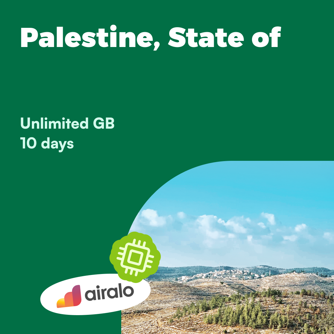 Unlimited GB Palestine, State of travel eSIM valid for 10 days