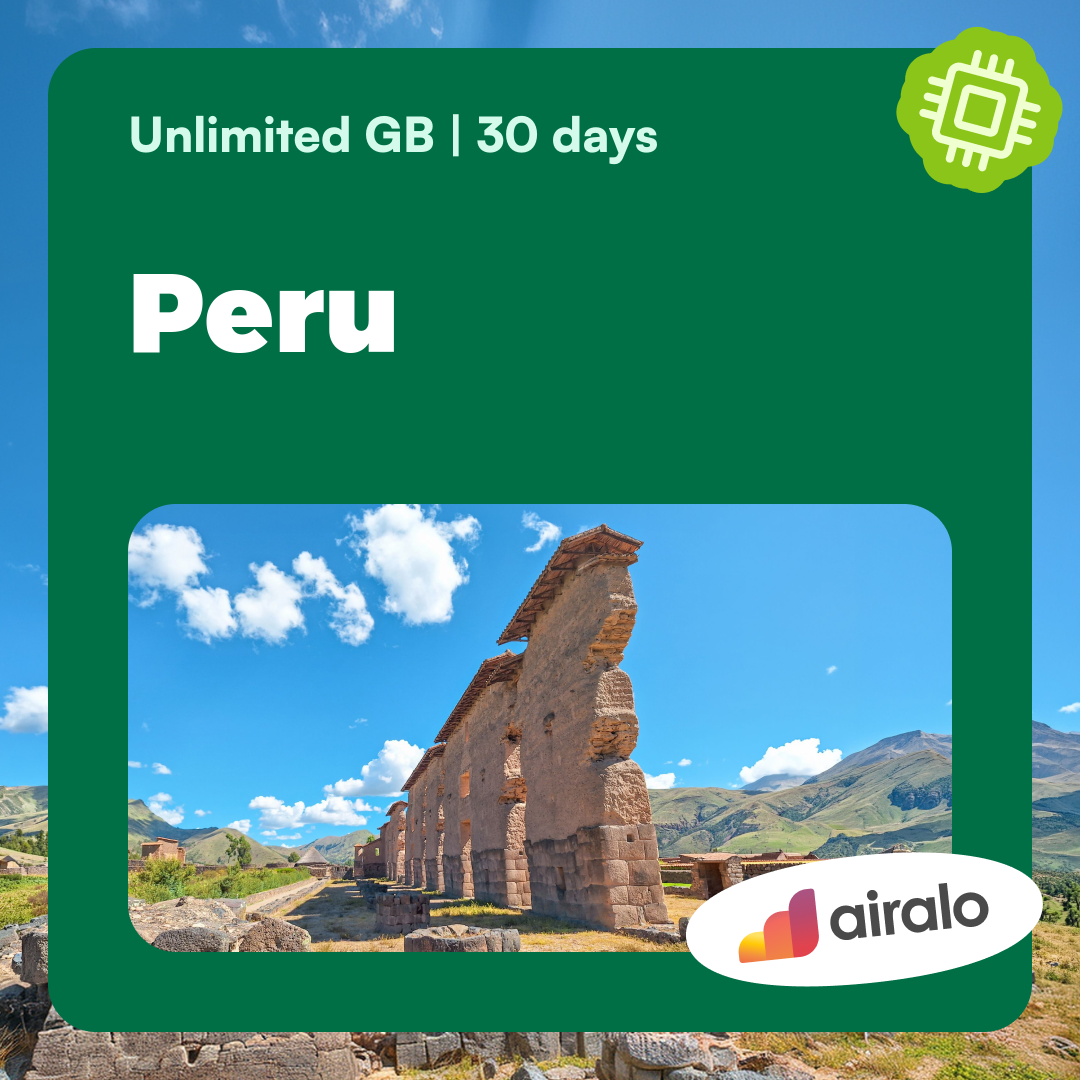 Unlimited GB Peru travel eSIM valid for 30 days