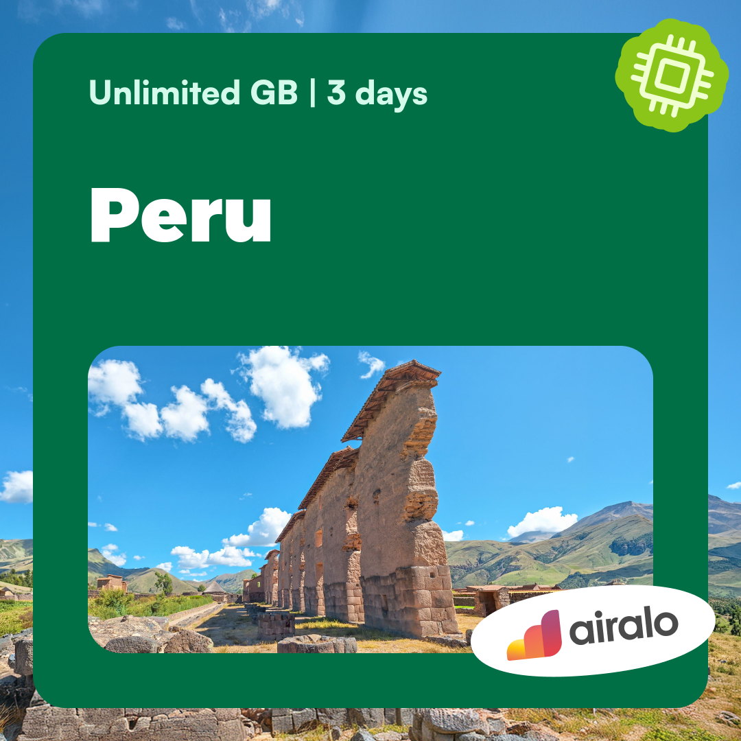 Unlimited GB Peru travel eSIM valid for 3 days