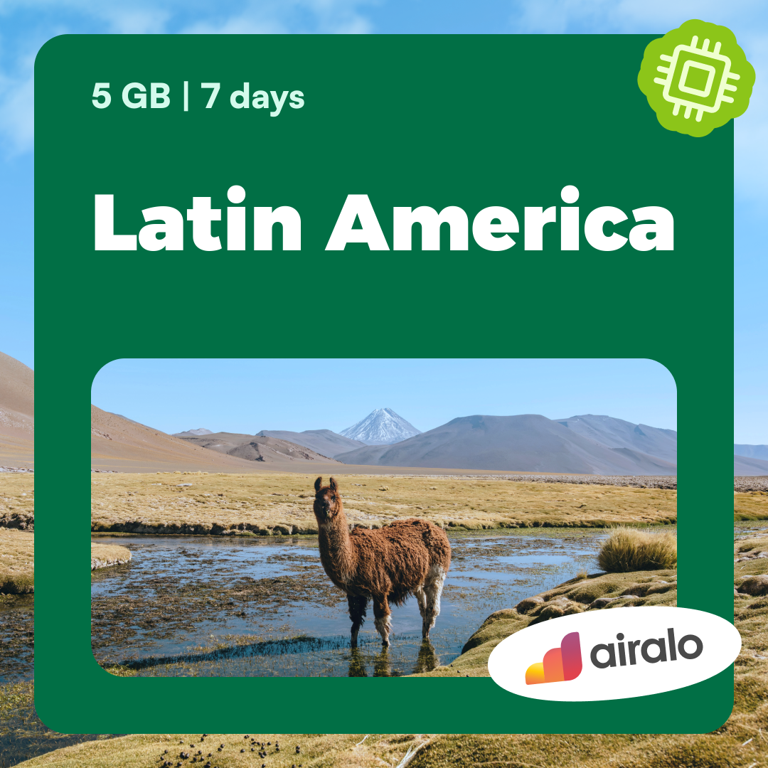 5 GB Latin America travel eSIM valid for 7 days in 17 countries