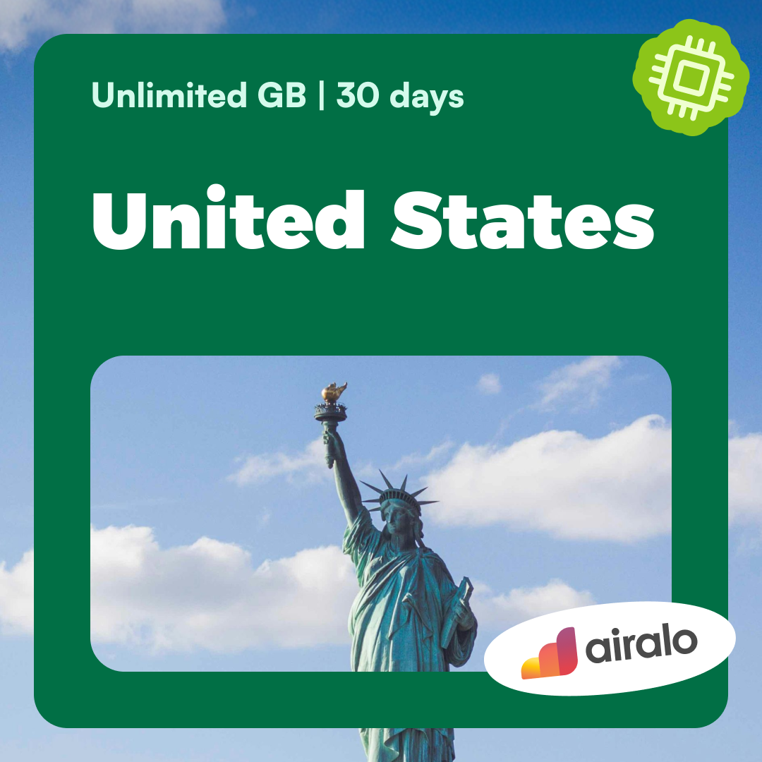Unlimited GB United States travel eSIM valid for 30 days