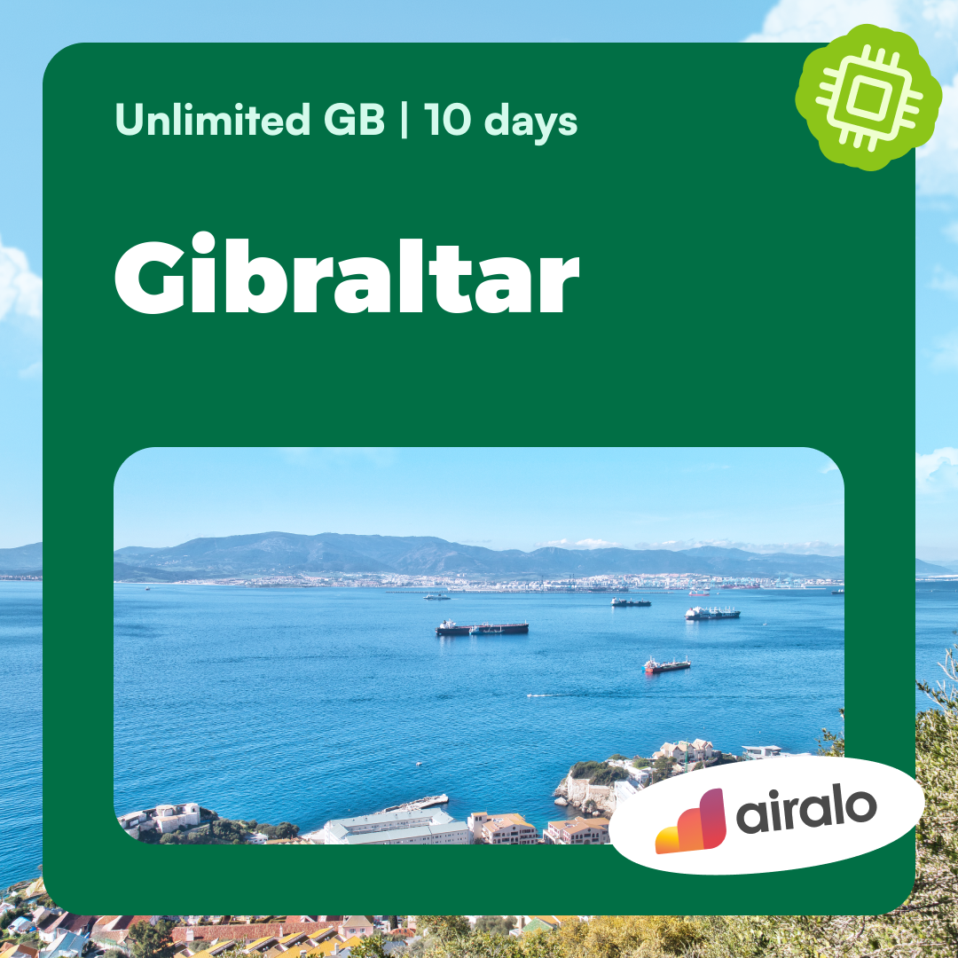 Unlimited GB Gibraltar travel eSIM valid for 10 days