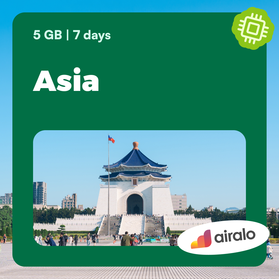 5 GB Asia travel eSIM valid for 7 days in 18 countries