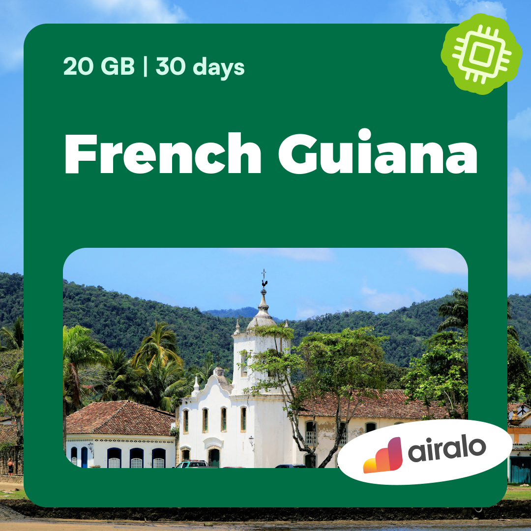 20 GB French Guiana travel eSIM valid for 30 days