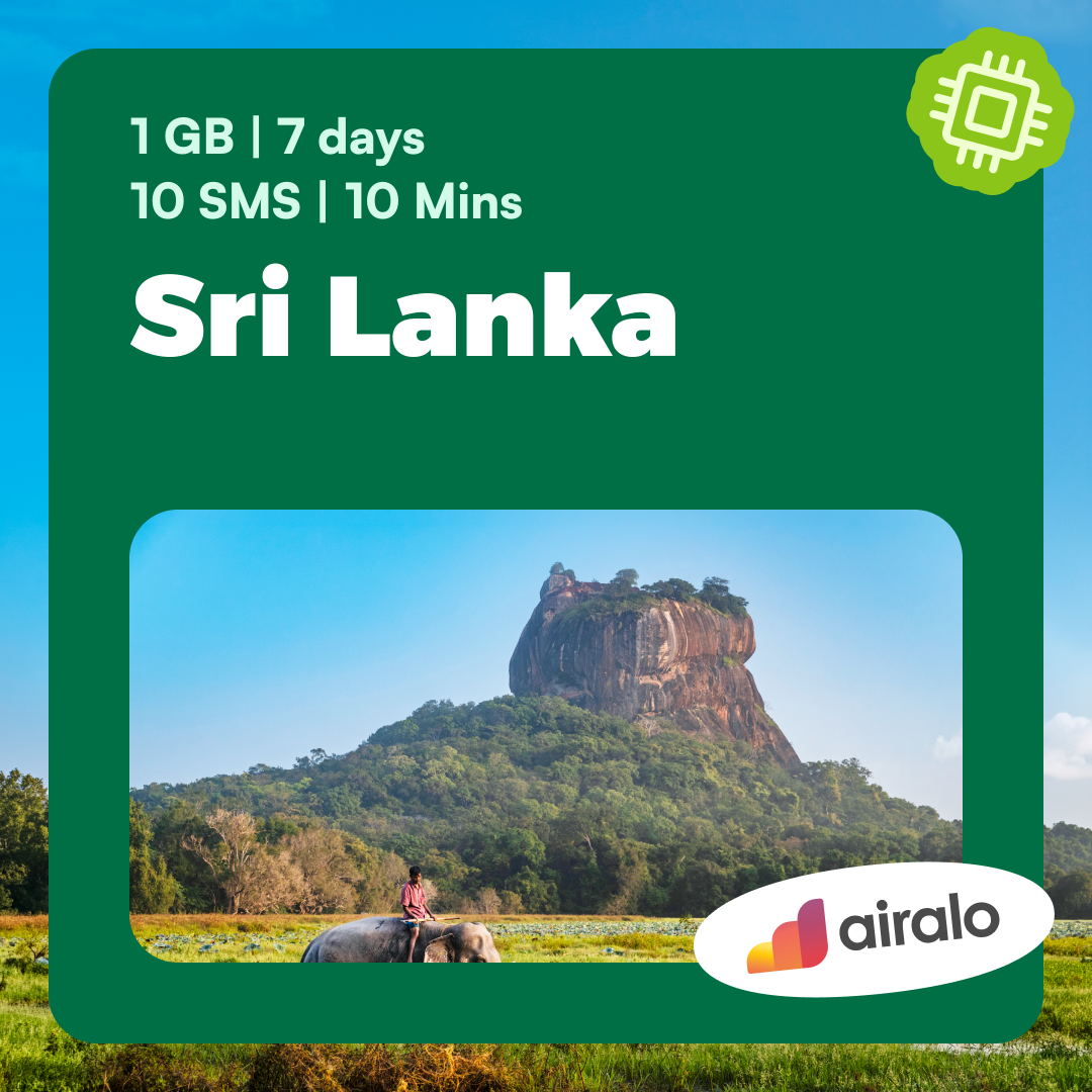 Sri Lanka travel eSIM | 1 GB, 10 mins of local calls, 10 SMS valid for 7 days