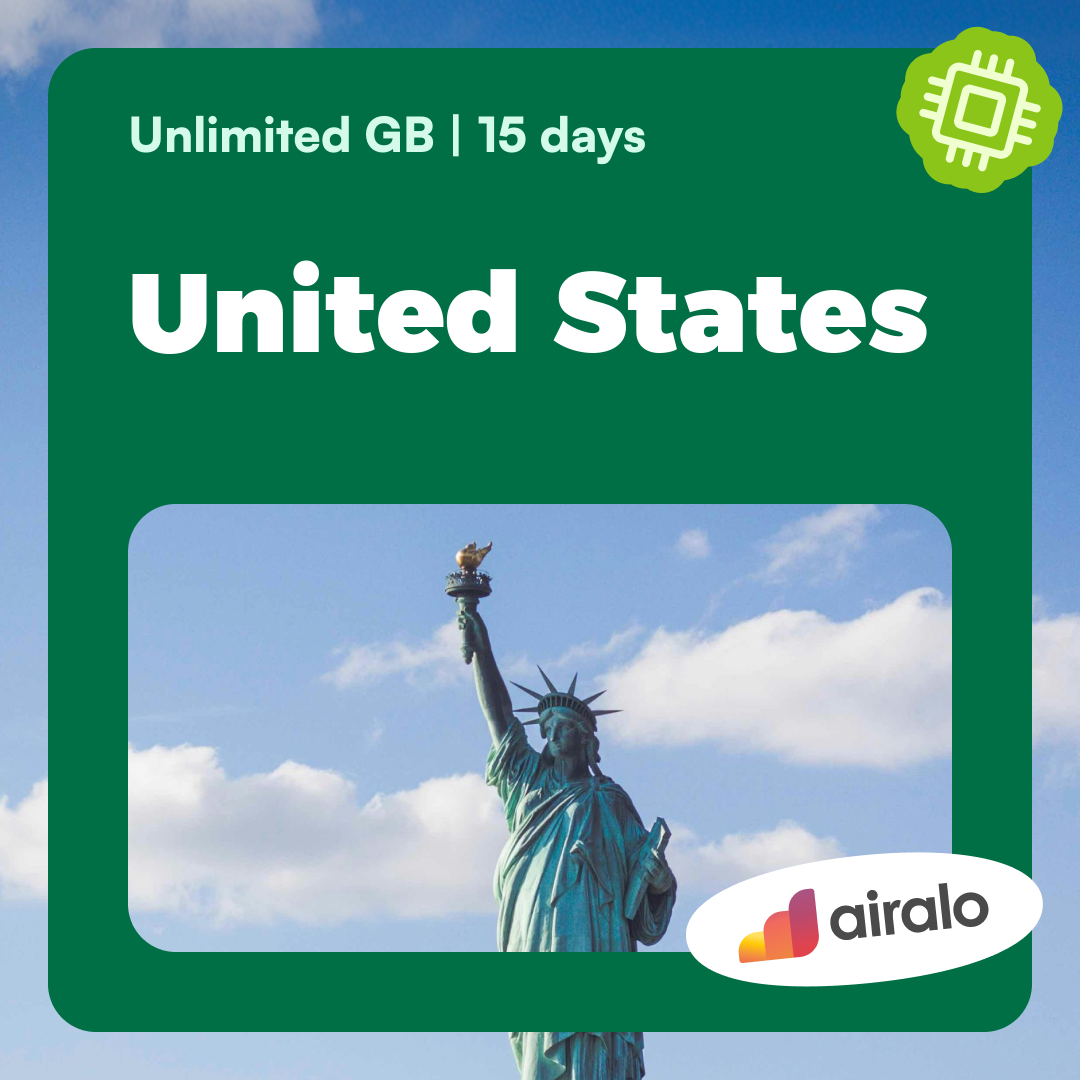 Unlimited GB United States travel eSIM valid for 15 days
