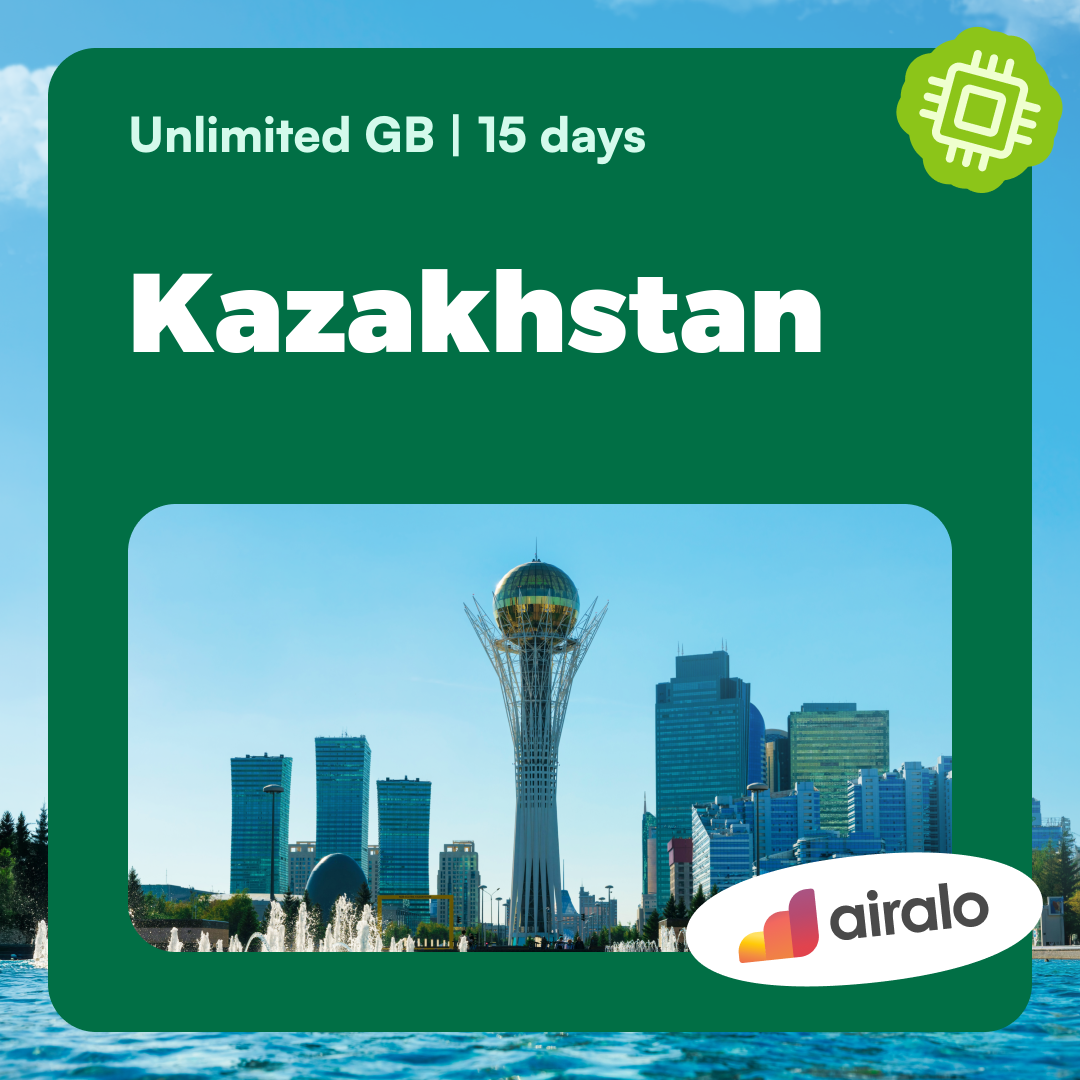 Unlimited GB Kazakhstan travel eSIM valid for 15 days