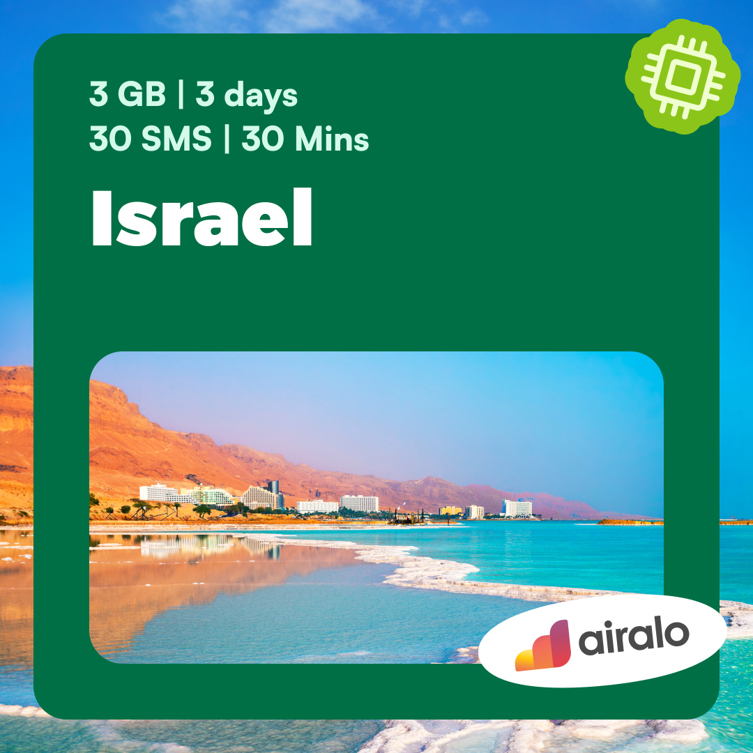Israel travel eSIM | 3 GB, 30 mins of local calls, 30 SMS valid for 3 days