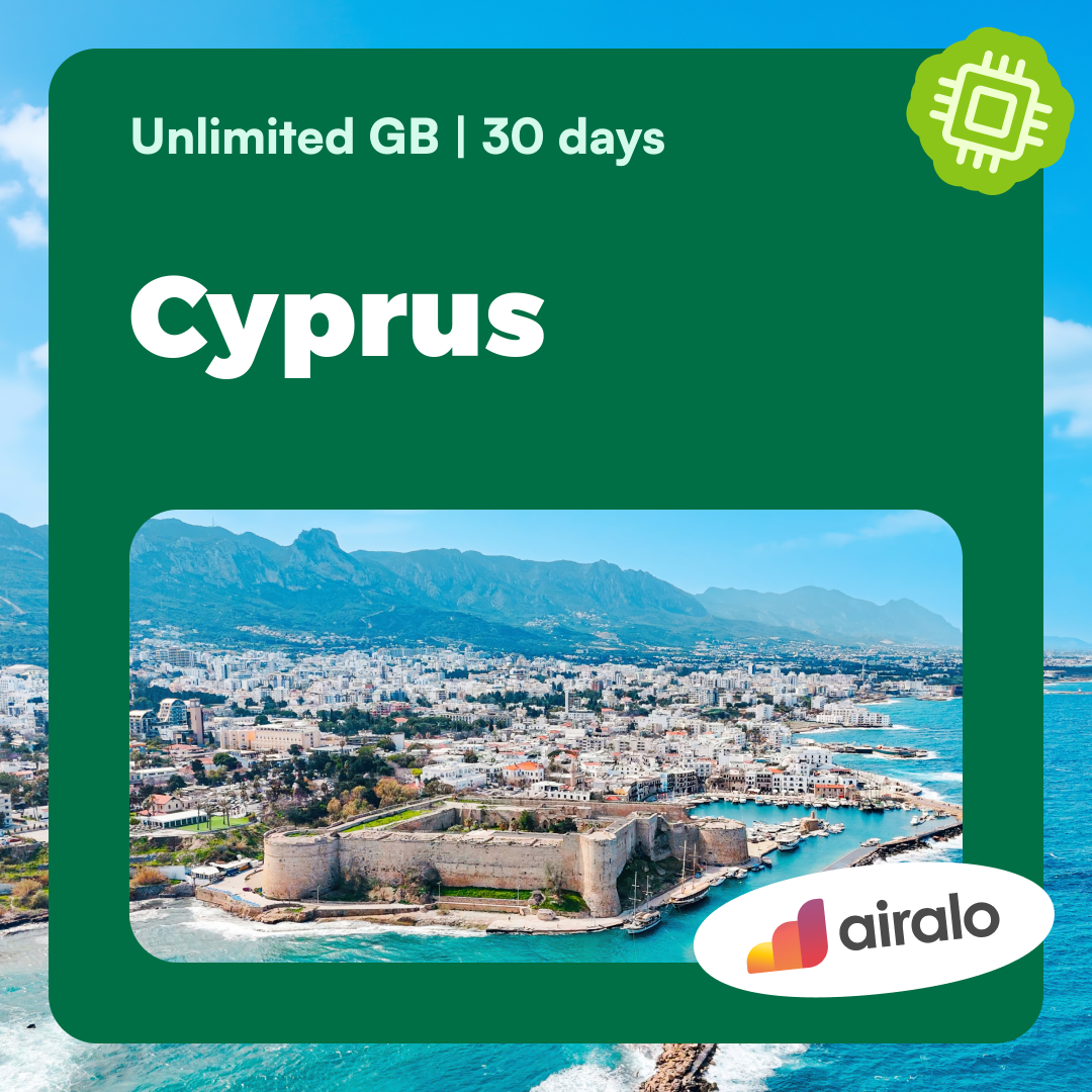 Unlimited GB Cyprus travel eSIM valid for 30 days