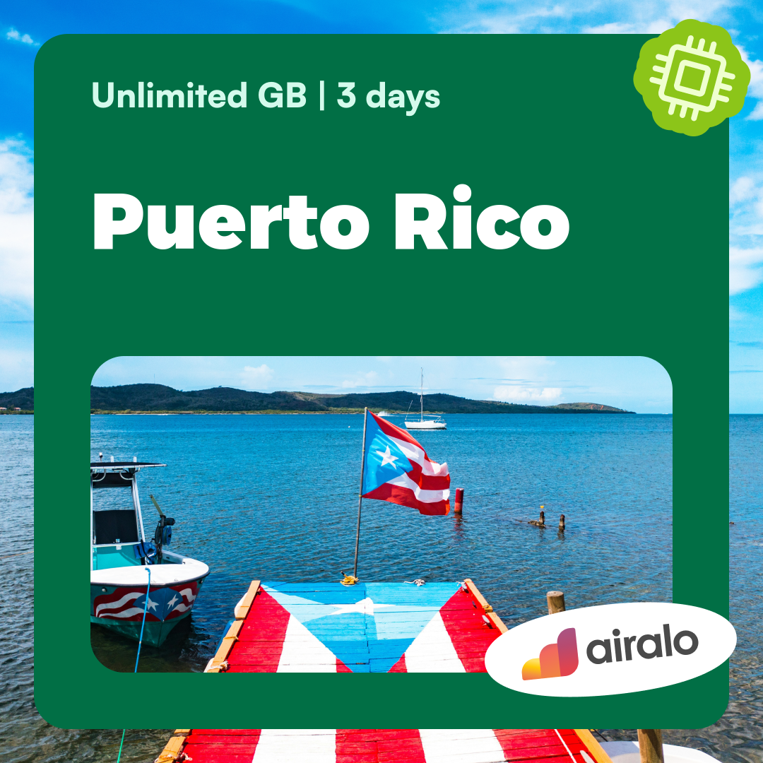 Unlimited GB Puerto Rico travel eSIM valid for 3 days