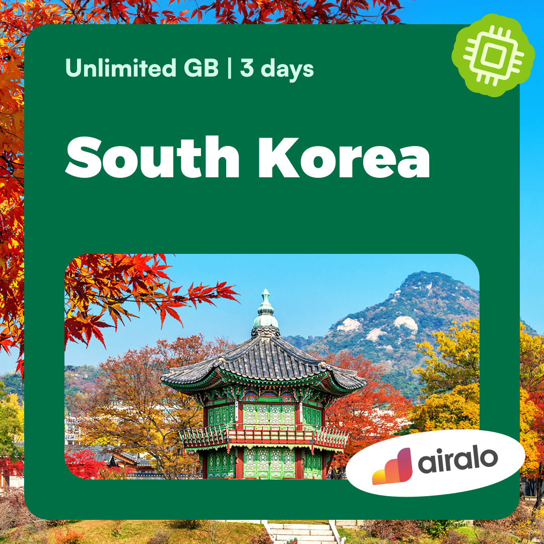 Unlimited GB South Korea travel eSIM valid for 3 days