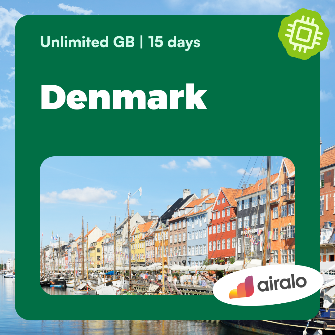 Unlimited GB Denmark travel eSIM valid for 15 days