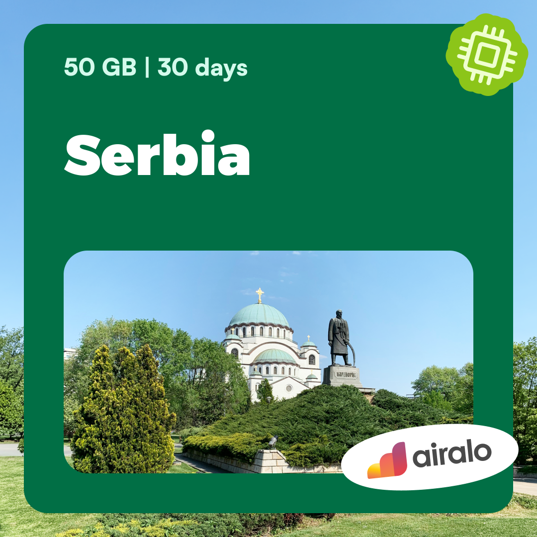 50 GB Serbia travel eSIM valid for 30 days
