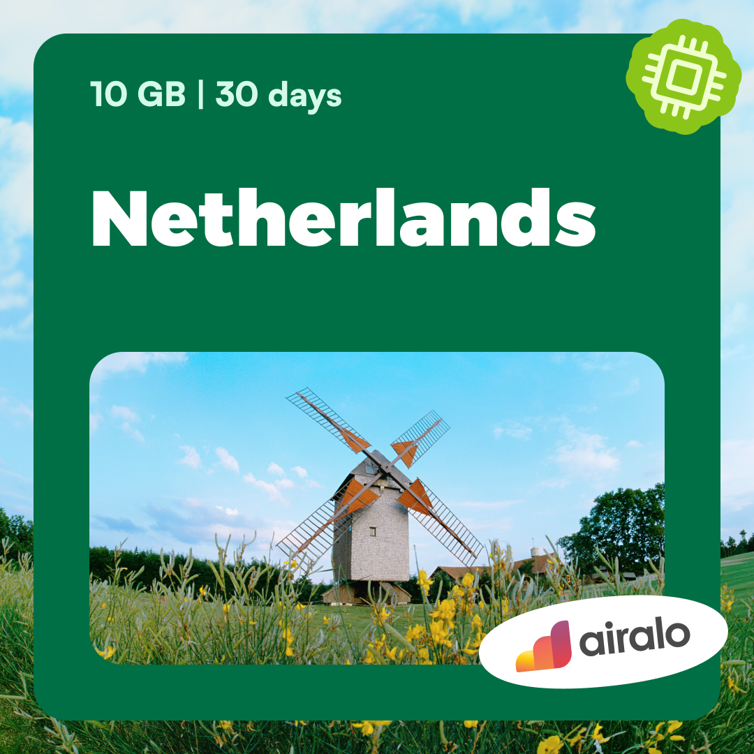 10 GB Netherlands travel eSIM valid for 30 days